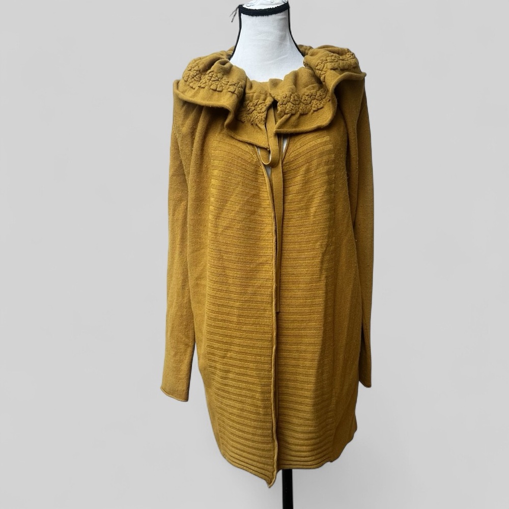 MOTH mustard yellow ruffle neck boho cardigan